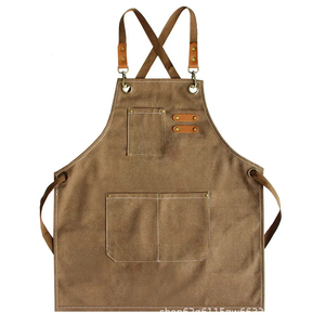 Vente en gros de tabliers de cuisine de chef en toile de coton imperméables avec logo personnalisé avec poches pour café, restaurants, cuisine, barbecue - Product Image 4