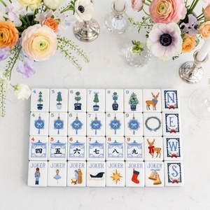 Tuiles <span class=keywords><strong>de</strong></span> Mahjong en Acrylique Bleu Clair, 160 Pièces, 5 Couches, Motif Élan et Casse-Noisette, Jeu <span class=keywords><strong>de</strong></span> Mahjong <span class=keywords><strong>de</strong></span> Luxe pour les Fêtes et Noë<span class=keywords><strong>l</strong></span>, Cadeau Design - Product Image 6