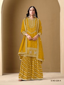 Art Silk Salwar Kameez con Jacquard Work Plazo y Dupatta para mujer, ropa de fiesta, Colección paquistaní para adultos - Product Image 2