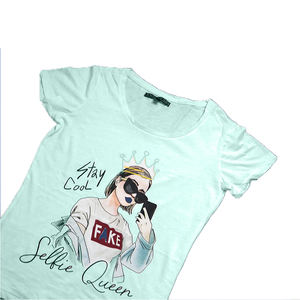 T-shirt pour femme de qualité supérieure, confortable, coupe classique, écologique, 100% coton, anti-boulochage, broderie personnalisable, décharge - Product Image 3