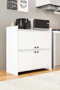 <b>Modern</b> Multi-Purpose 4-Door 4-Shelf <b>Desk</b> Organizer Shelf for Bathroom Kitchen Wardrobe Garage & Shoes-Space-Saving <b>White</b> Finish - Product Image 4