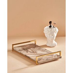 Marble Metal Food Server <b>Tray</b> Premium Quality <b>Large</b> Size Gold Polished Handles Wedding Kitchenware Elegant Food <b>Tray</b> - Product Image 4