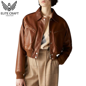 แจ็กเก็ตหนังแกะแท้คุณภาพพรีเมี่ยมของผู้หญิง2025ดีไซน์ทนทานปรับแต่งได้พร้อมซิปปิดฤดูหนาว - Product Image 2