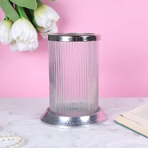 Soporte DE HURACANES DE Metal y vidrio más vendido para el hogar y la mesa de boda portavelas de huracanes de plata decorativa - Product Image 1