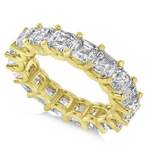 Bague de mariage en diamant éternel taille radiant, or jaune 14 carats, 7,20 carats - Product Image 3