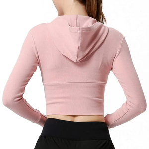 Women's Winter Hooded Crop Top Hoodie 100% Cotton Streetwear Front Logo Eco-Friendly Breathable Gym Wear Pakistan Manufacturer - Product Image 3