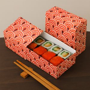 Boîtes en papier pour sushi, chocolats, bonbons, nourriture pour bébés, chewing-gum, avec revêtement UV personnalisé, laminé mat, recyclé, de qualité alimentaire - Product Image 1