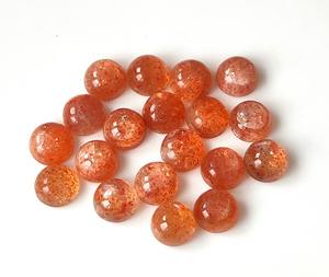 Cabochon de pierre de soleil orange naturelle de qualité supérieure 4mm-8mm pierres précieuses en vrac à dos plat pour la fabrication de bijoux - Product Image 3