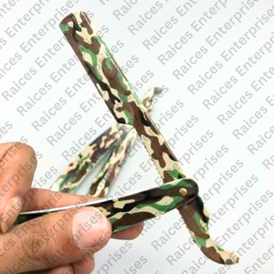 Maquinilla de afeitar de acero inoxidable con estampado de camuflaje, maquinilla de afeitar recta turca de alta calidad con hoja reemplazable para profesionales - Product Image 3