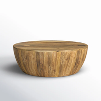 Table basse en bois avec plateau rond et solide pour salon, maison, villa, hôtel ou appartement, bureau