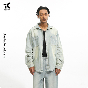 Nuevo estilo, <span class=keywords><strong>Camisa</strong></span> vaquera <span class=keywords><strong>azul</strong></span> claro lavada y pulida suelta, chaqueta, pantalones, <span class=keywords><strong>traje</strong></span> informal para hombres y mujeres, <span class=keywords><strong>traje</strong></span> vaquero Unisex - Product Image 3