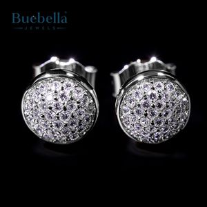 Venta caliente Hombres S925 Plata Esterlina 14K Oro Diamante Redondo Micro Pave Stud Pendientes Hip Hop Estilo Joyería - Product Image 1