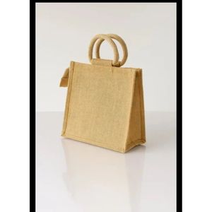 Brown Jute Medium Shopping <b>Bag</b> Recyclable Fabric Beach Daily <b>Drawstring</b> <b>Bag</b> Letter Screen Pattern for Foods Advertising Gifts - Product Image 2