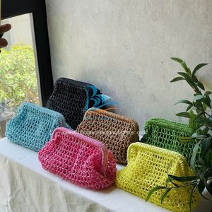 Bolso de mano de malla de rafia de papel de Color hermoso estilo caliente 2025, bolso de mano de verano para mujer - Product Image 2