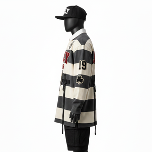 Camiseta de Rugby para Hombre de Alta Calidad, 260 GSM, Mezcla de Algodón, Paneles Horizontales de Colores, Logotipo Bordado, Tela de Lona - Product Image 3