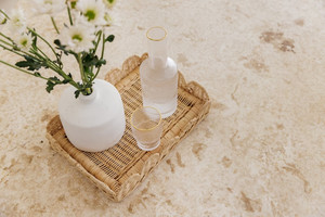 Nouvel arrivage Plateau de service en rotin naturel écologique et marbre Plateau décoratif en pétoncles pour la décoration de la maison Fabriqué au Vietnam - Product Image 3