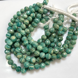 Russian Amazonite Faceted Round Shape Beads Good Quality Natural Gemstones Round Beads For Jewelry - Product Image 4