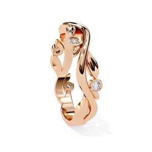 แหวนแต่งงานเพชรโค้งสีทอง18K ที่กำลังเป็นที่นิยมสายรัดข้อมือเพชรธรรมชาติสำหรับผู้หญิงแหวนหมั้นหินหลายชั้น - Product Image 1