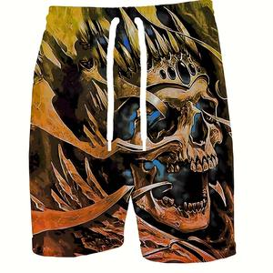 Summer Men's Skull 3D Pattern Comfy <b>Shorts</b> Oversized Casual Elastic Waist Drawstring <b>Shorts</b> Beach And Basketball Sport <b>Shorts</b> - Product Image 2