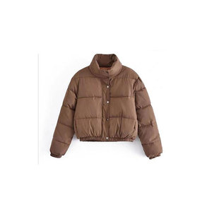 Chaqueta Corta Informal Negra de Moda con Logotipo Personalizado, Chaqueta Acolchada de Cuero Sintético Brillante para Mujer, Prenda Exterior Elegante y Cálida para Mujer - Product Image 1
