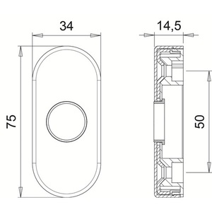 Aluminium F1 Escutcheon Thickness 14.5 mm Round Oval Rosette <b>with</b> Lever Handle 2033/0000 Model Crystal <b>Frames</b> by EDI - Product Image 3