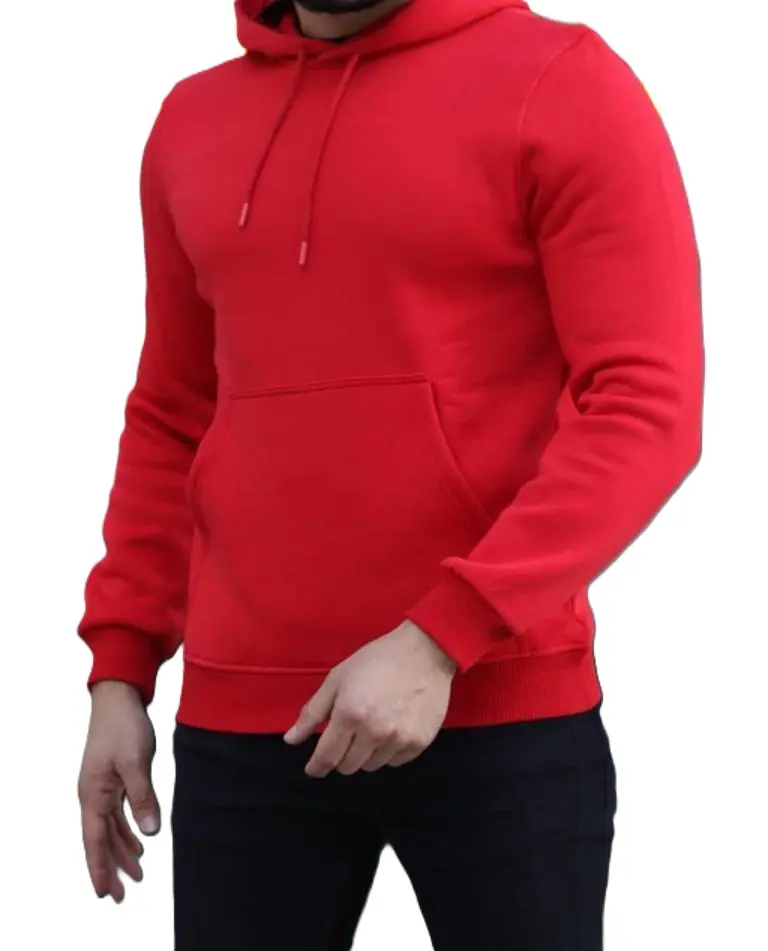 แฟชั่นใหม่ผู้ชายขนแกะHoodie GYMธรรมดาTracksuitเสื้อแขนยาวพิมพ์Oversizeเสื้อสวมหัวHoodiesสีแดง