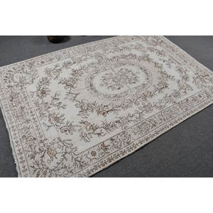 Alfombra tradicional de lana marrón Beige de 5,3x8,2 pies, diseño clásico de retales turcos Vintage para dormitorio, cabecera de látex Rectangular - Product Image 2