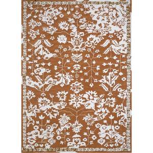 พรมขนสัตว์และใยวิสโคสทอมือลายดอกไม้สไตล์โบโฮสีเบจและน้ำตาล ยี่ห้ออิมาร่า สำหรับตกแต่งบ้าน ห้องนั่งเล่น ห้องโถง หรือห้องนอน-Tra-13024 - Product Image 1