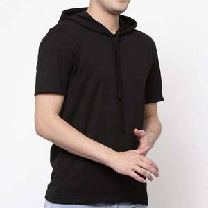 Venta al por mayor por encargo de talla grande ropa de hombre deportes Fitness desgaste camisas básicas pulóver manga corta 100% algodón sudaderas con capucha de los hombres - Product Image 5