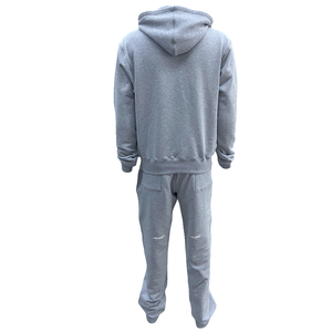 Ensemble de survêtement unisexe en coton uni avec logo personnalisé, coupe ample, décontracté, jogging sportif pour hommes - Product Image 2