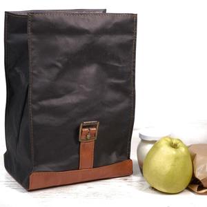 Bolsa de Almuerzo de Lona y Cuero Aislada, Ecológica, Portátil y Reutilizable para Almacenamiento de Alimentos, para Oficina y Uso en Exteriores LCLB-0058 - Product Image 3