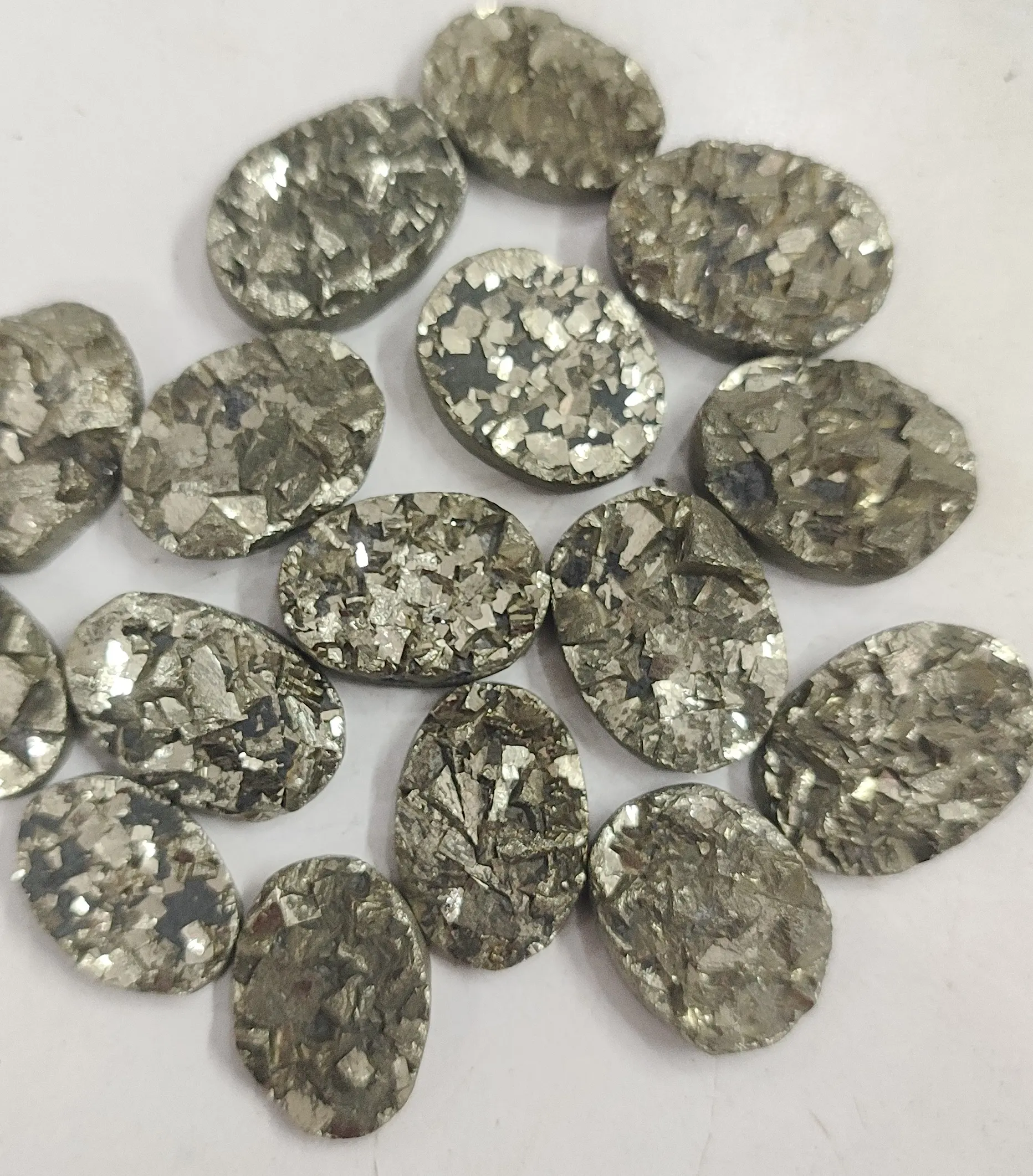 100% Natural pyrite druzy cabochon top quality pyrite druzy gemstone for Jewelry Making loose gemstone wholesaler
