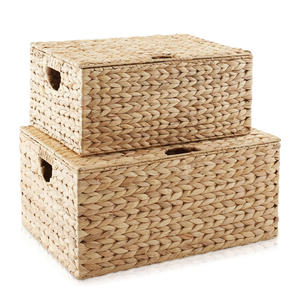 Excellent quality braided box water hyacinth <b>storage</b> <b>boxes</b> decorative <b>kitchen</b> pantry containers - Product Image 1