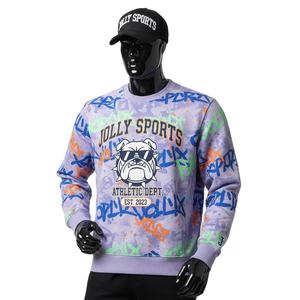 Sweat-shirt pour homme SunFade en coton mélangé lourd, molleton vintage, toucher doux, imprimé intégral, logo, sweat-shirt basique pour homme - Product Image 1