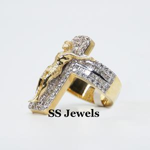 Unisexe 3D Christian Jesus Cross VVS Moissanite Bague Argent 925 Plaqué Rhodium Hip Hop Brilliant Cut Trendy Cadeau pour Noël - Product Image 2