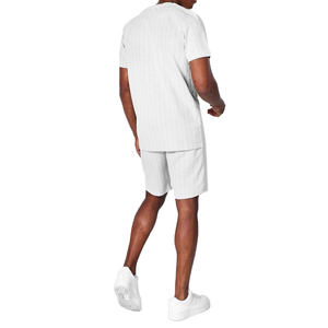 Conjunto de Ropa Casual de Verano para Hombre de Dos Piezas, Logotipo Personalizado Impreso, Ligero, Transpirable, 100% Poliéster, Camiseta de Cuello Redondo Satinado - Product Image 3