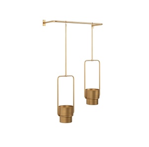 ที่ตั้งกระถางต้นไม้โลหะพร้อมกระถางสองใบสีทองแบบแขวนผนัง - Product Image 1