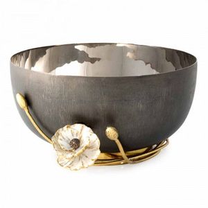 Cuenco dorado decorativo de Metal elegante con soporte de hojas de flores/cuenco de frutas de Pedestal decorativo para el hogar en Base de soporte con pies para el hogar - Product Image 4