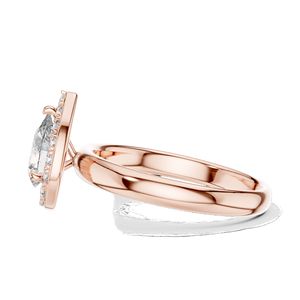 Anillo con Halo de Diamantes de Laboratorio en Forma de Pera de 0.94 CT para Mujer, VVS-VS EF CVD, Oro de 18K, 14K, 10K y Plata 925, Oro Rosa, Amarillo, Blanco - Product Image 6