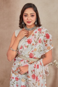 Vente chaude 3 couches Lehenga Saree avec impression numérique lourde et chemisier non cousu pour les occasions de fête de mariage au prix de gros - Product Image 4