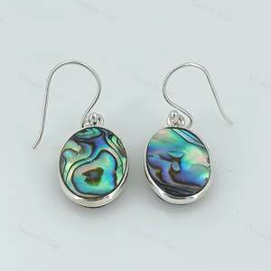 Pendientes Colgantes Hechos a Mano de Plata de Ley 925 con Concha de Abulón Paua Azul Natural, Joyería Fina - Product Image 6