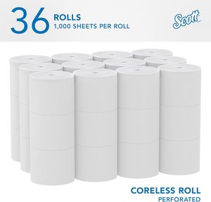 Papier toilette en rouleau standard haute capacité sans noyau Scott Professional Essential (04007), 36 rouleaux de 1 000 feuilles - Product Image 4
