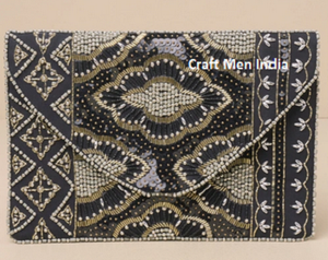 กระเป๋าคลัทช์ปักลูกปัดโบโฮทำมือ ปิดด้วยแม่เหล็ก สายสะพายโซ่-ลำลอง หรูหรา เหมาะสำหรับงานปาร์ตี้ งานแต่งงาน (เป็นมิตรกับสิ่งแวดล้อม) - Product Image 5