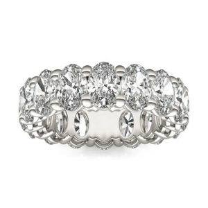Bague d'éternité pour femme en or blanc 14 carats, taille 7, 5,6 CTW, diamant ovale de laboratoire (G-Vs) VS1+, taille radiant, motif géométrique, jaune - Product Image 1