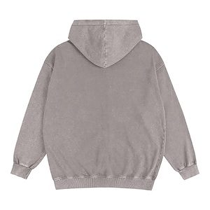 2025 Top tendance hommes sweat à capuche zippé Vintage lavage à l'acide Style 100% coton polaire avec impression numérique teint uni pour l'hiver - Product Image 2