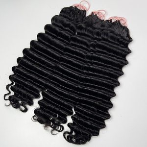 Extensiones de cabello humano con ondas profundas, color natural, rizos suaves y elásticos, extensiones de cabello tipo pluma para trenzas de crochet. - Product Image 6