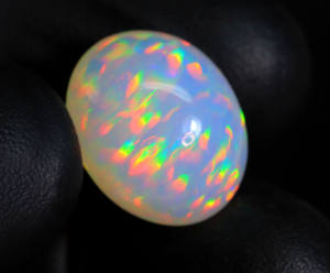 Piedra preciosa de cabujón de forma ovalada de ópalo etíope genuino-Gemas de ópalo de base blanca de fuego de galaxia Welo-Piedra suelta brillante suave para ella - Product Image 5