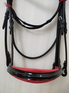 Brida de cuero de Doma con banda para cejas de 3 filas de alta calidad, hermoso acolchado rojo, patente de proveedor indio, caballo ecuestre... - Product Image 3