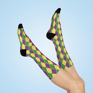 Cotton Crew <b>Socks</b> with Argyle Design Sweat-Absorbent Body Logo for Spring Casual Mardi Gras Party Wear <b>Gift</b> Wholesale for Men - Product Image 5