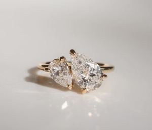 แหวนเพชรโมอิสซาไนต์ตัดลูกแพร์แหวนแต่งงานสองชิ้น925หินของขวัญแหวนเงินสเตอร์ลิงสำหรับเธอ - Product Image 2